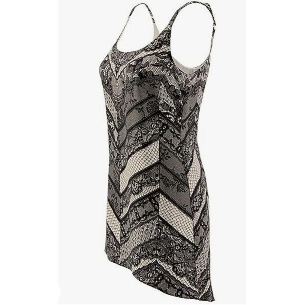 Cabi Womens Lace Print Scoop Neck Cami Top Size Medium Black/Tan Lined